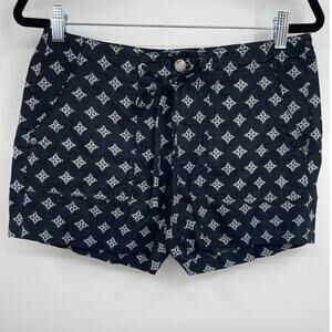 Gap Womens Black Geometric Print Chino Shorts Beach Lounge With Pockets Size 2
